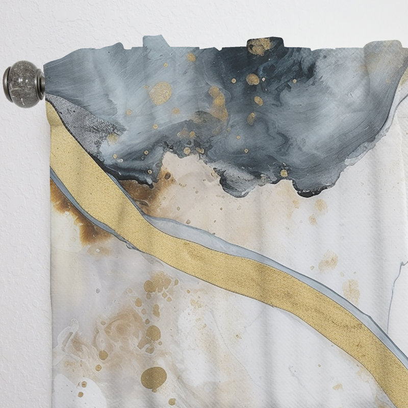 Marble Painting Textured V - Abstract Marble Curtain - Velvet Room Darkening - 1 panel, 52" W x 95" L