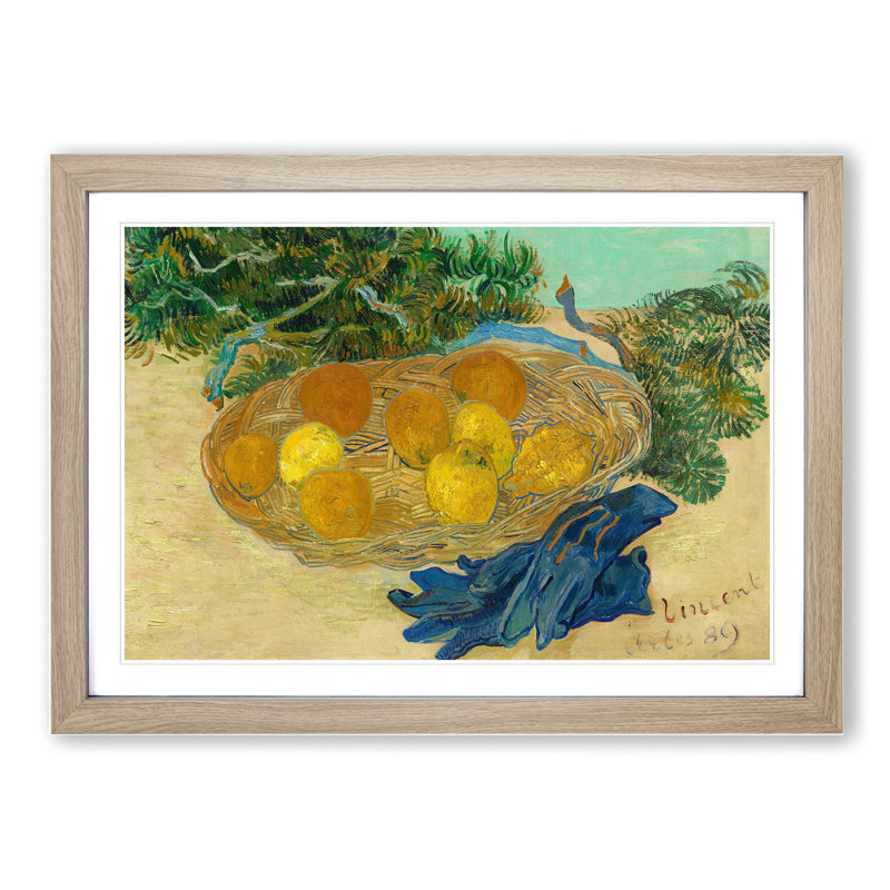 Still Life of Oranges and Lemons by Vincent Van Gogh - Picture Frame Painting, Oak, 27cm H x 36cm W x 2cm D