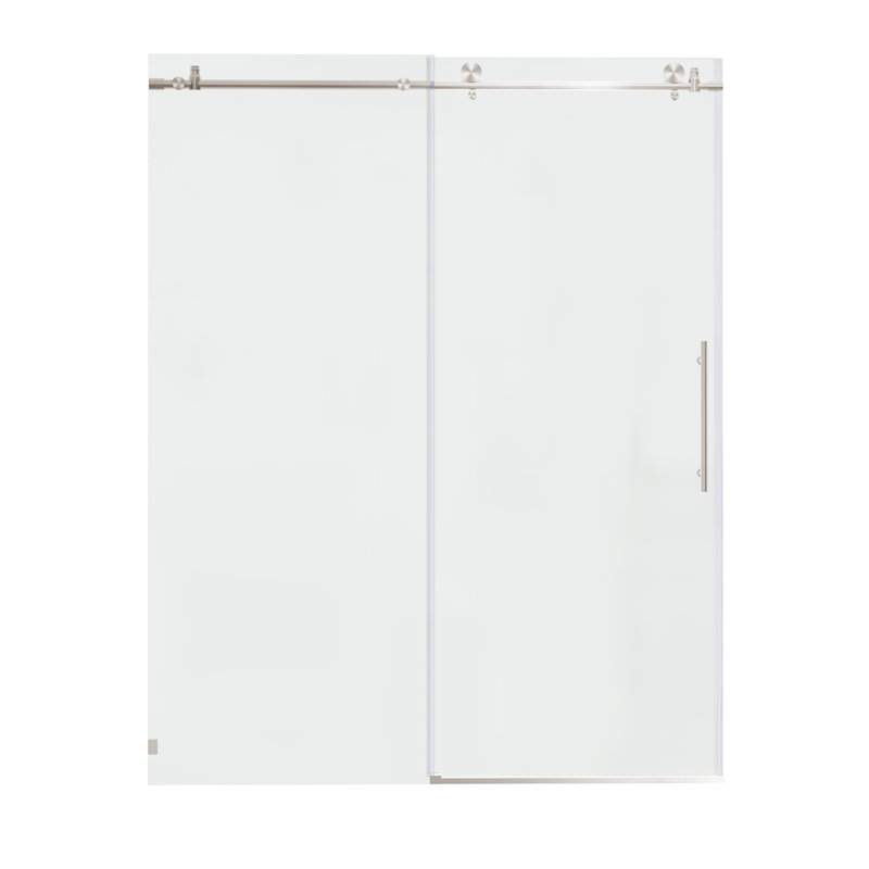 Frameless Sliding Shower Door with Tempered Glass, 56-60" W x 76" H, Brushed Nickel