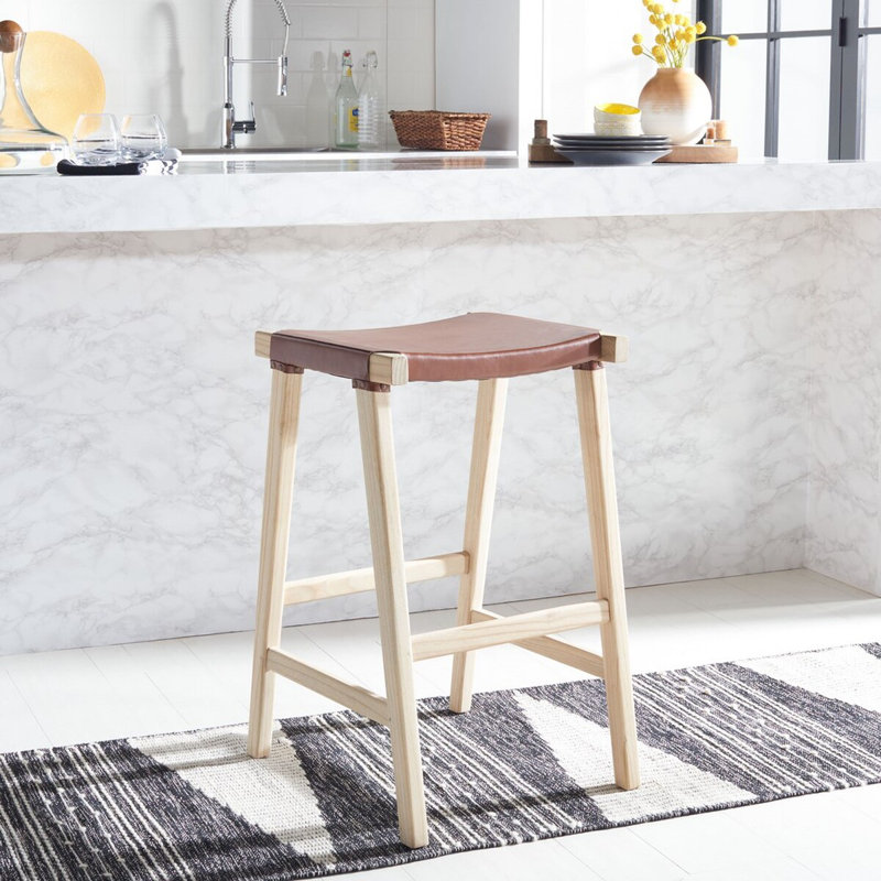Tabouret de comptoir Bryliee, Tabouret de comptoir (siège d'une hauteur de 27 p, Brun, Rouge