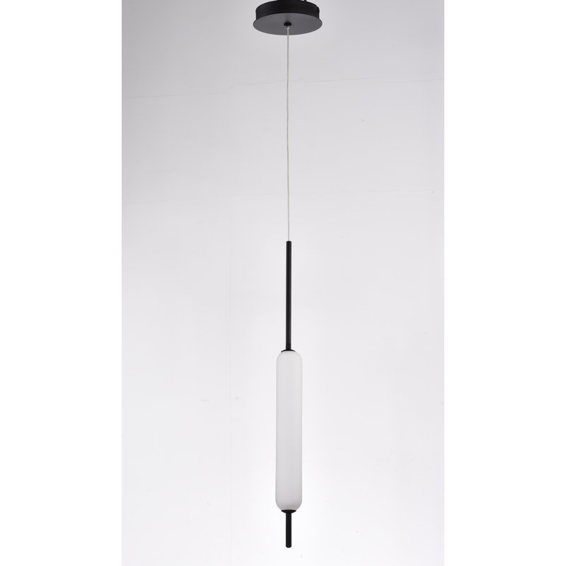 Luminaire suspendu cylindrique à 1 lumière DEL, Noir