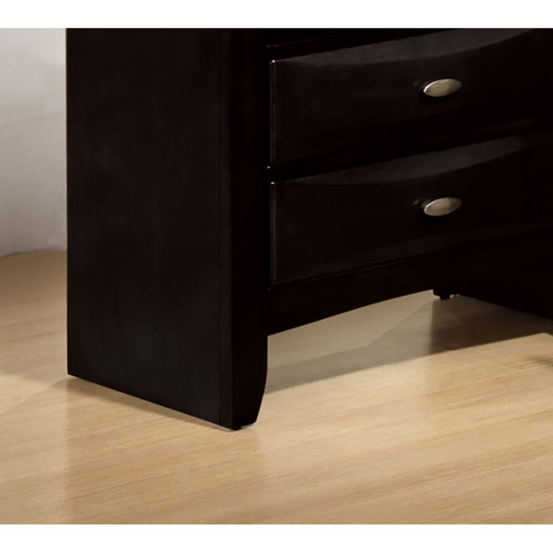 Commode à 5 tiroirs à finition noire avec poignées ovales et 1 poignée, Noir