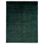 Tapis vert foncé en laine noué à la main de conception unique 9 pi 0 po x 11 pi 10 po