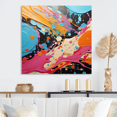 Bleu et rose abstrait Pop Fusion I - Art mural en métal Pop Art