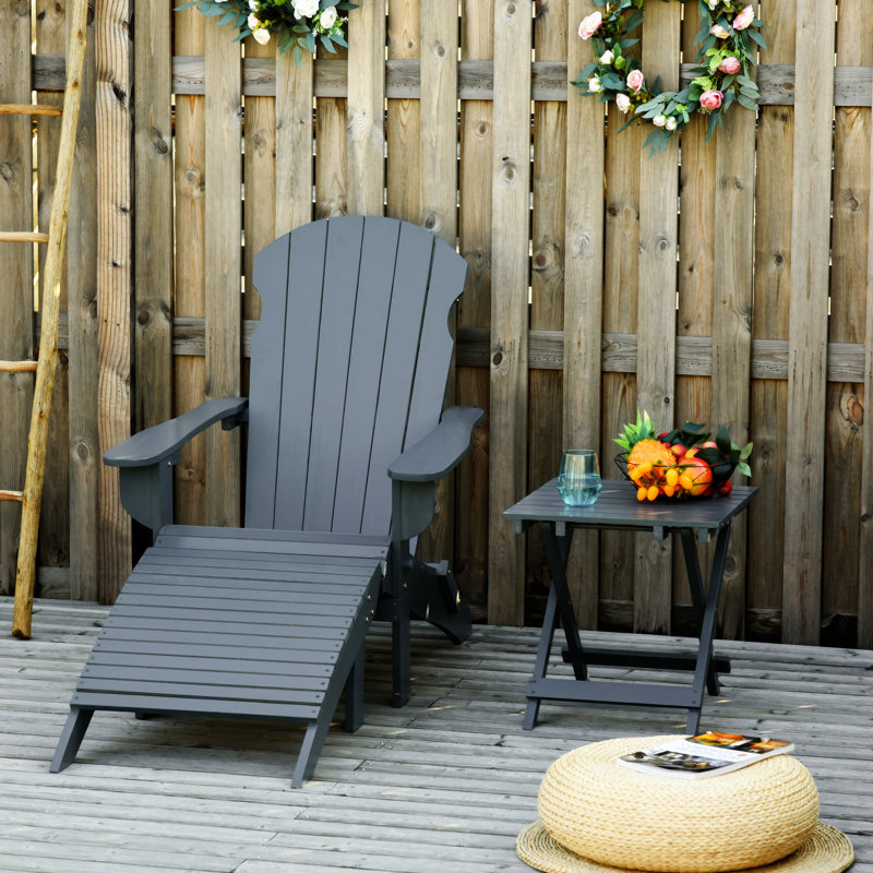 Chaise Adirondack pliante 3 pièces avec repose-pieds et table d'appoint