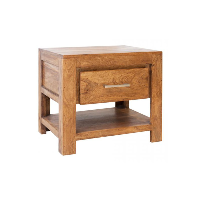 Granby 50cm W Solid Wood Bedside Table, Teak