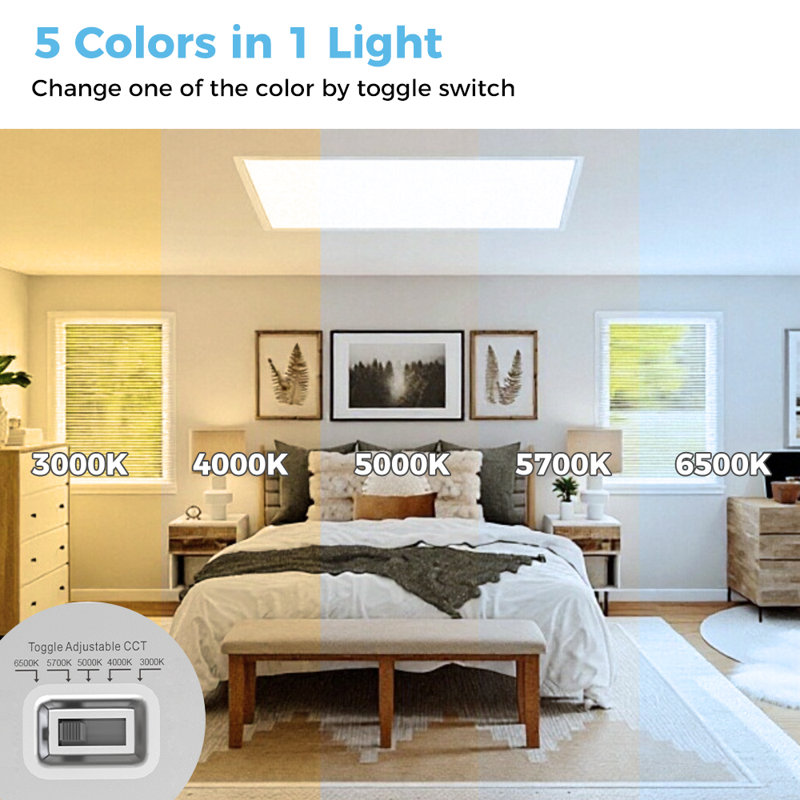 6 Pack 2x4 LED Flat Panel Light, 5 CCT Selectable 3000K-6500K, 5 Wattage 30-70W 7700LM, 0-10V Dimmable, 120-277V Drop Ceiling Light Fixture for Commercial & Residential Use