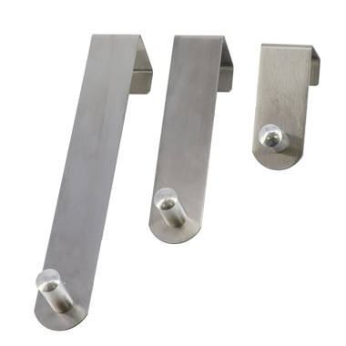Evideco Brushed Stainless Steel Over The Door Hooks Hanger 3 Sizes Set of 3