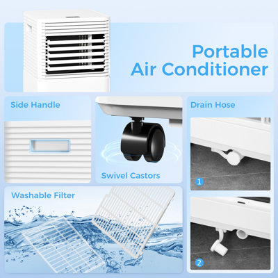 10,000 BTU Air Conditioner, Quiet AC Unit with Remote Control, White