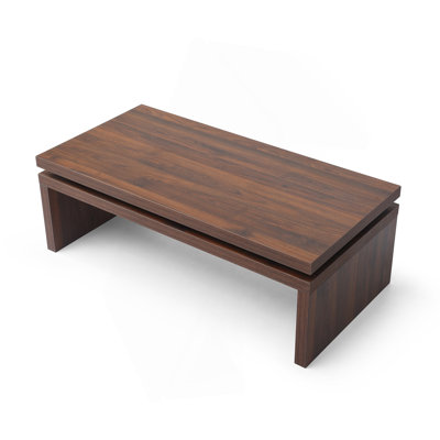 Wood Coffee Table, Mid Century Modern Farmhouse Wooden Coffee Tables for Living Room Natural Solid Firwood Tabletop Rectangle Center Table for Apartme