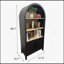 Bibliothèque arquée de 66,70 pouces de hauteur avec rangement, armoire moderne de style Mid-Century à 3 niveaux avec porte, tablettes ouvertes pour différentes pièces
