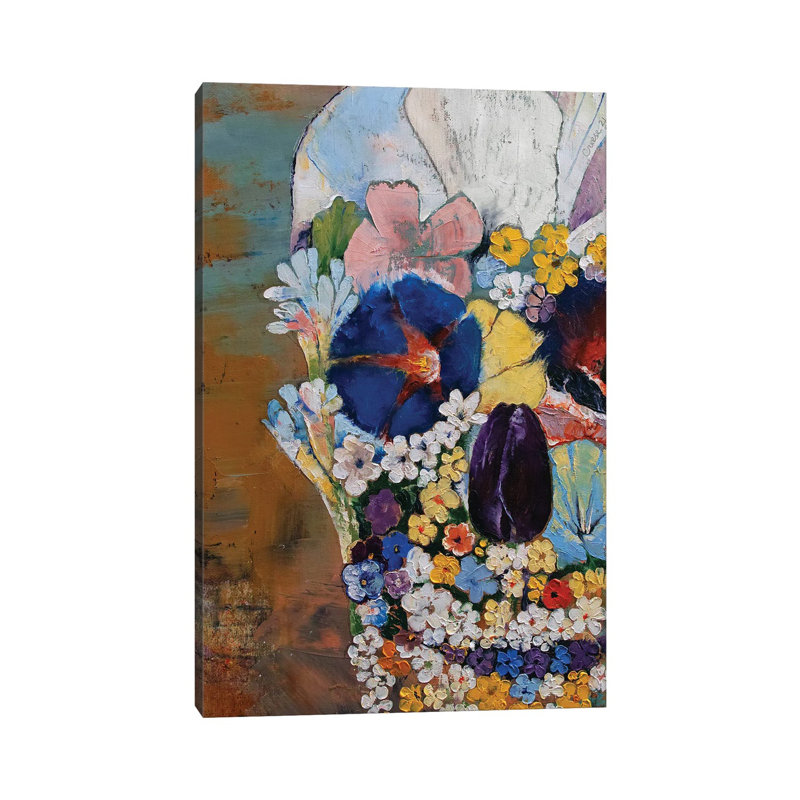 Flower Skull by Michael Creese - Wrapped Canvas Painting, 20.32 cm H x 30.48 cm W