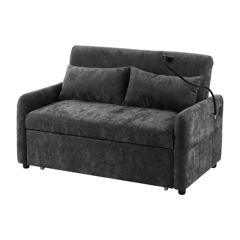 Aniyla 2 Seater Chenille Sofa Bed, Gray