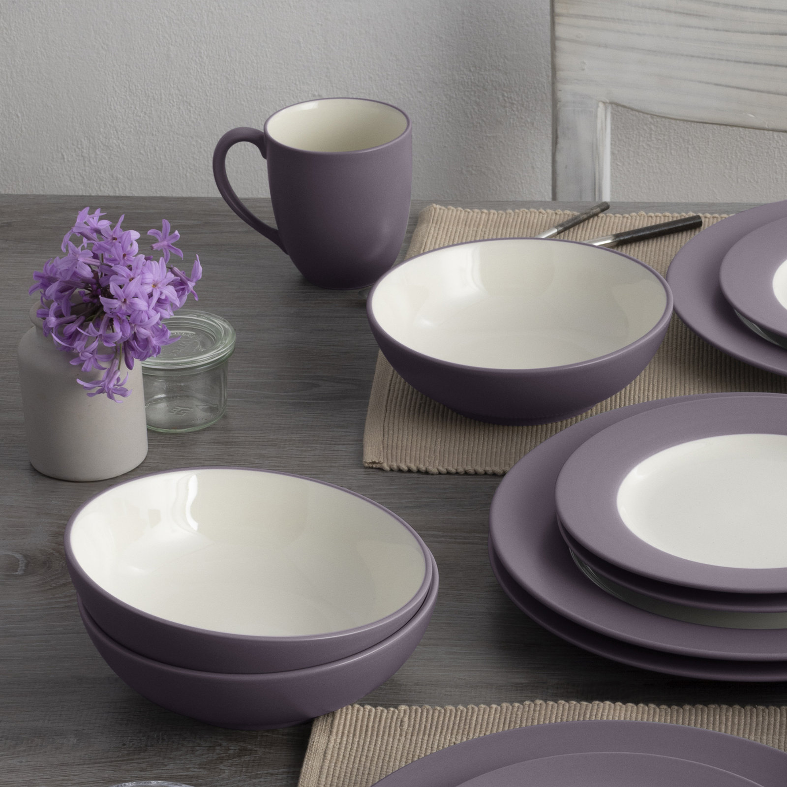 Noritake Colorwave 16-Piece Rim Dinnerware Set, Service for 4, Plum