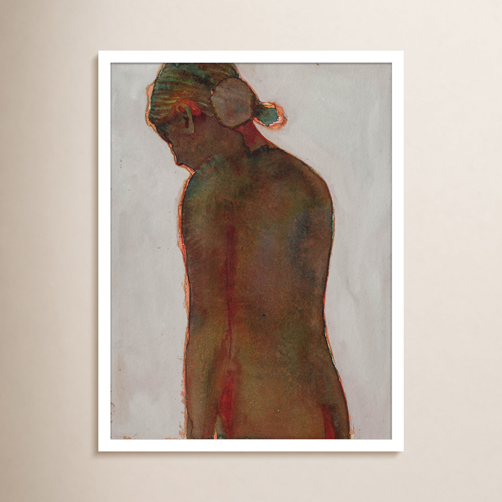 Figure Print by Dean Graham, White Framed, 25" H x 19" W