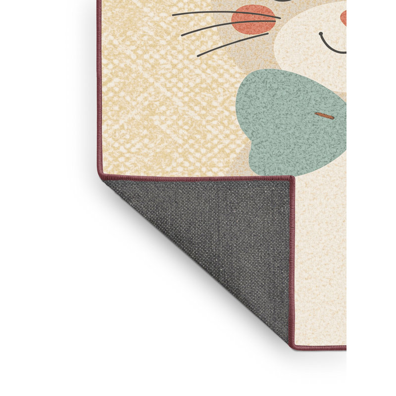 Soft Plush Feuerstein Easter Modern & Contemporary Abstract Area Rug in Beige – Rose Binding, 5x7