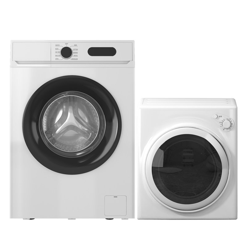 1,6 pieds cubes Machine à laver à chargement frontal et ensemble de sécheuse à linge compact de 3,6 pieds cubes, 9 cycles de lavage, sécheuse à linge à haute température, appareils de buanderie empilables pour balcon d'appartement