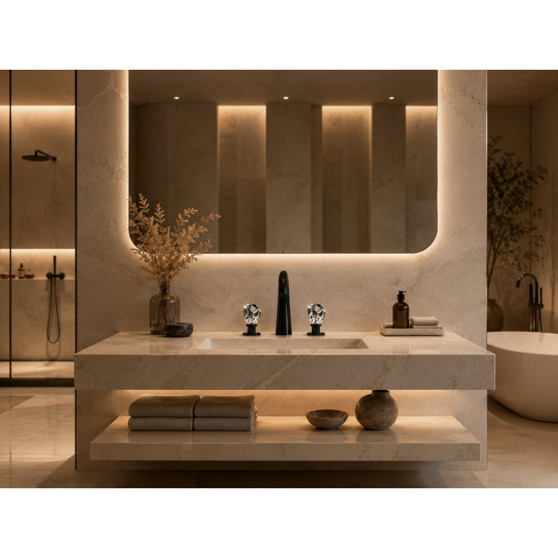 Swarovski Crystal Widespread Bathroom Faucet, Polished Gold