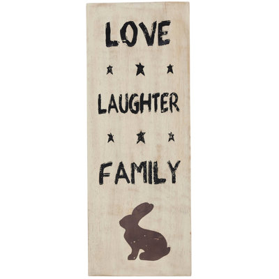 Plaque en bois Jeseka Love Laughter Family 14,5 x 5,5