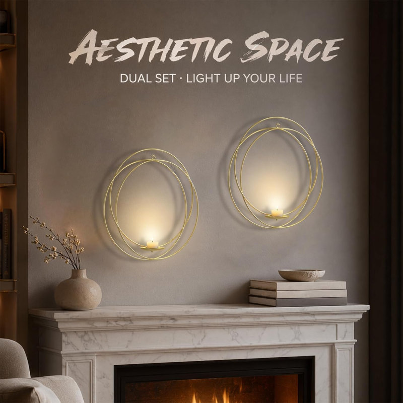 2 Set Metal Wall Candle Sconce