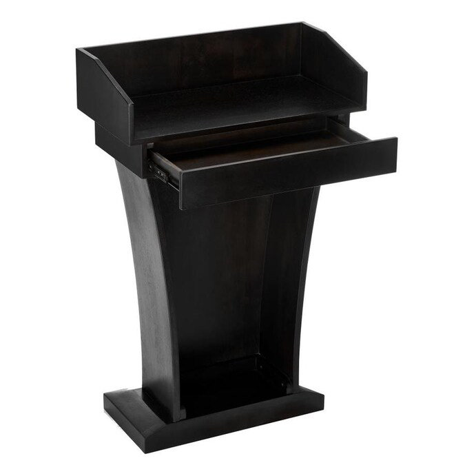 Black Wood Veneer Full Podium Lectern with Storage