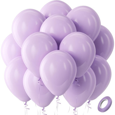 Ballons de fête pastel en latex mauve - Paquet de 100 ballons ronds en hélium lilas mauve clair de 12 pouces pour la fête de Pâques