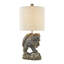 20.75" Bronze Fishing Bear Resin Table Lamp With Shade
