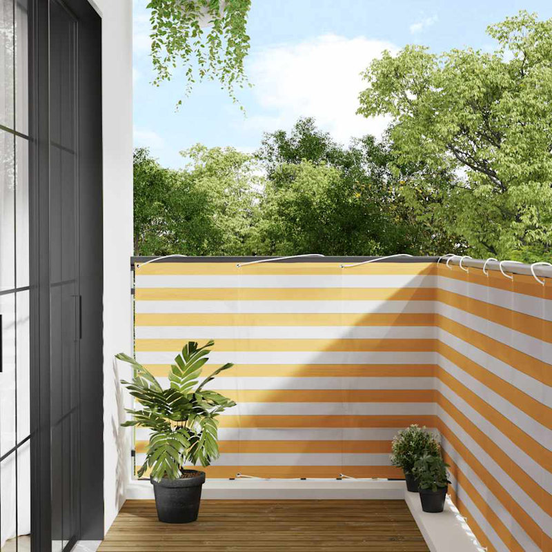 Balcony Screen Yellow And White Stripe, 120cm H x 1000cm W