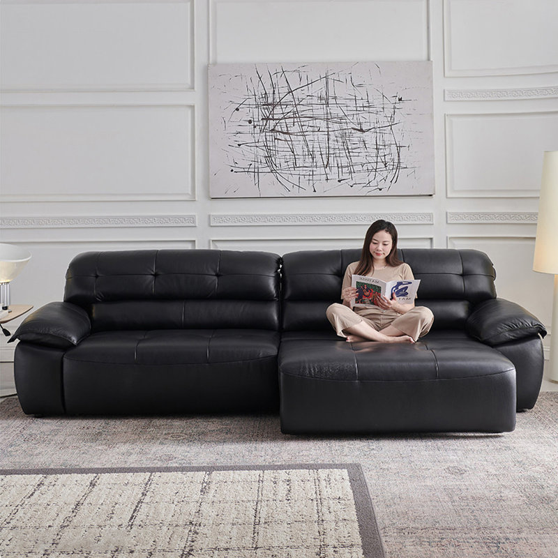 Black Faux Leather Modular Sofa cushion couch