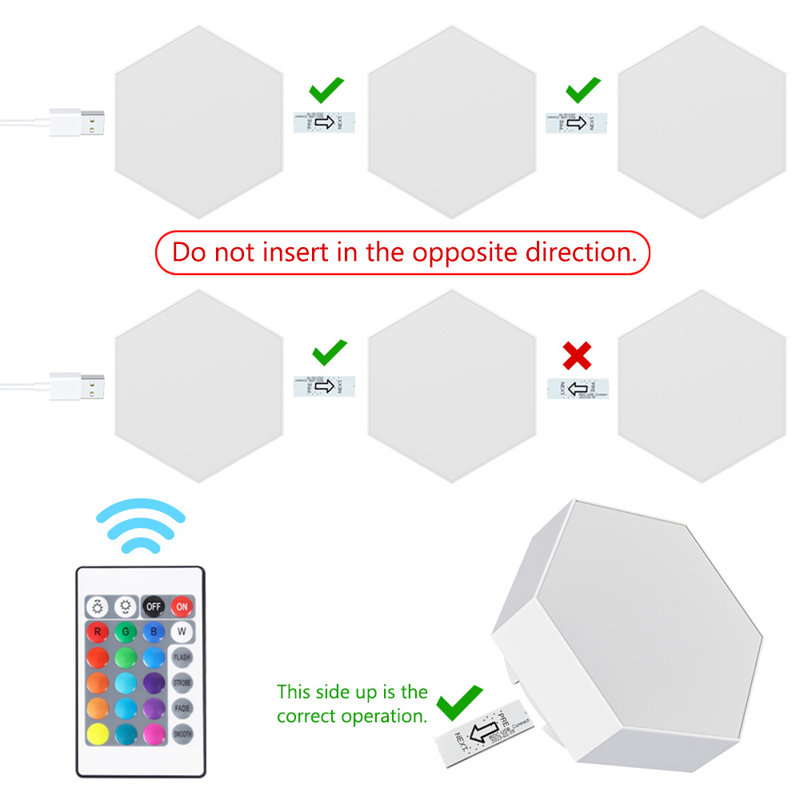 Panneaux muraux à DEL géométriques à DEL avec télécommande