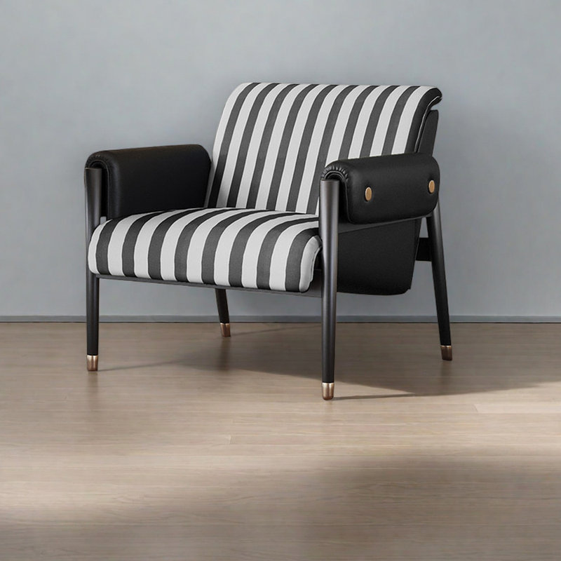 Chaise d'appoint Minimalist Elegant, Mélange de lin noir / beige