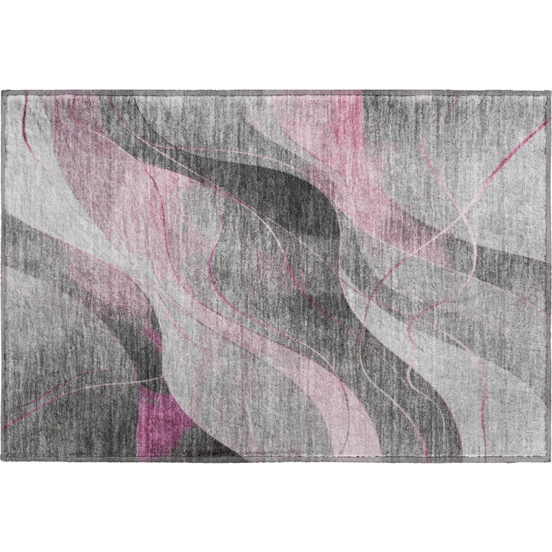 Premium Machine Washable Varasteh AMF1668 Swirls Rug, Rectangle 1'8" x 2'6"