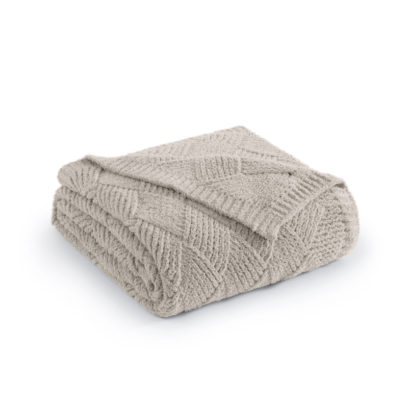 Throw Blanket-double weaving pattern, Light Gray