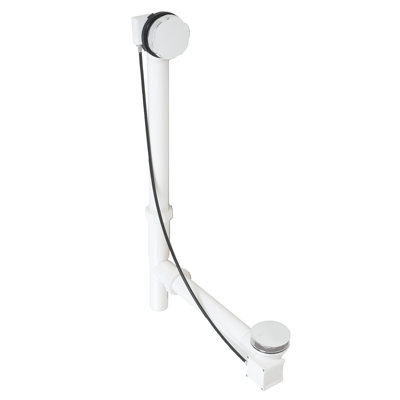 27" Cable Drive Pop-Up Bathtub Drain Trim with Poly Pipe Assembly and Rotary Overflow Cover