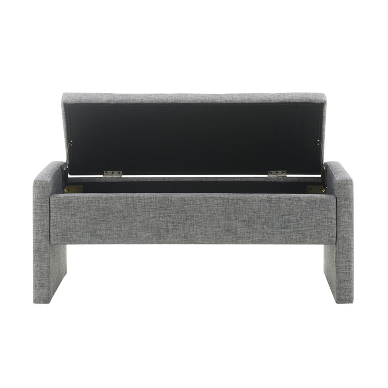 Banc de bout moderne avec rangement, grand tabouret de repose-pieds rembourré, banc de meuble-lavabo de fenêtre confortable pour salon, chambre à coucher, dortoir, table basse, lin 