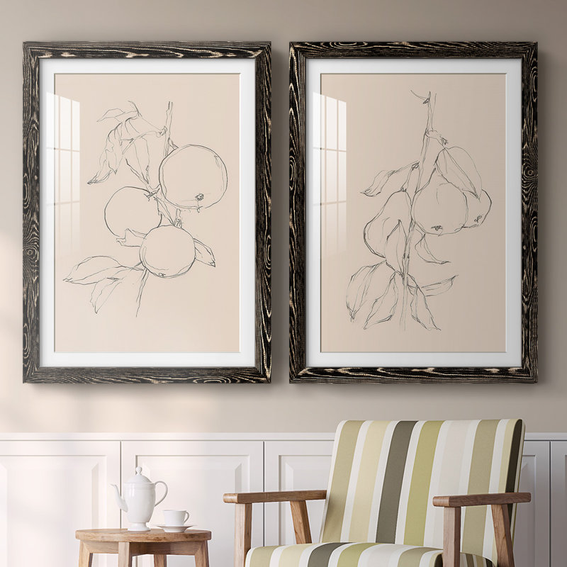 «Fruit Contour Study I», reproduction de photo sur toile 2 pièces, H 27,5 po x l 75 po x P 1,5 po, Noir