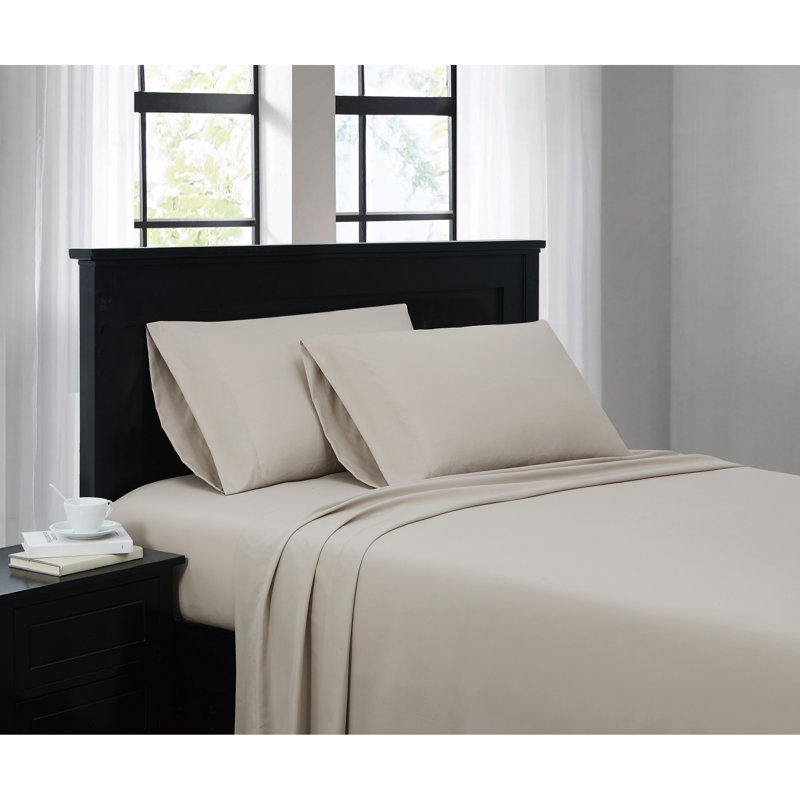 Beige Queen Microfiber Pillow Cover Set of Four