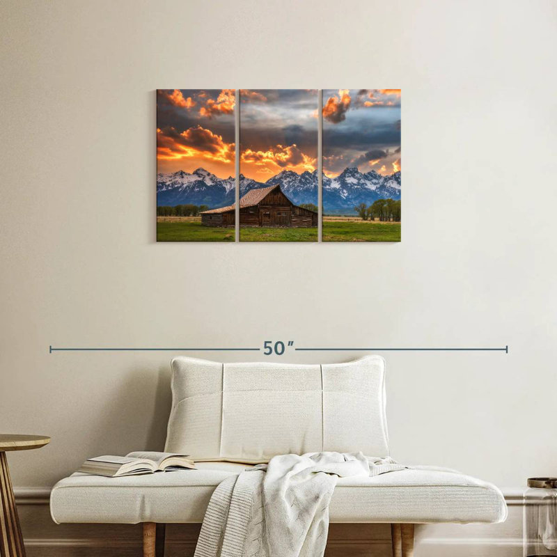 Alvord Moulton Barn Sunset Fire, 20" H x 33" W