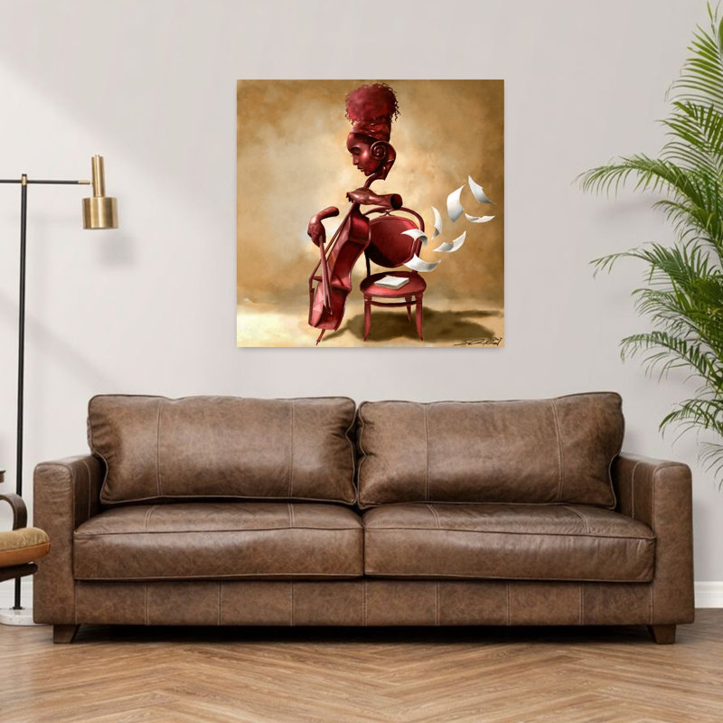 The Solo Cellist, art contemporain abstrait, H 36 po x l 36 po