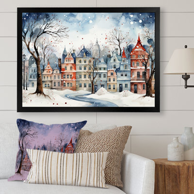 Christmas village in Winter III - Winter Landscape Framed Wall Art