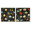 Nostalgie rétro motif floral noir - ensemble de collage abstrait botanique carré de 2-101849562-101849563