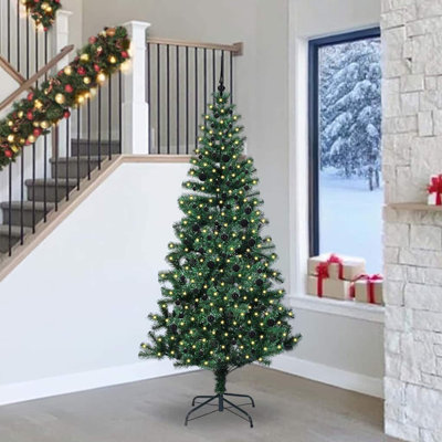 vidaXL Artificial Pre-lit Christmas Tree Green PVC and Metal