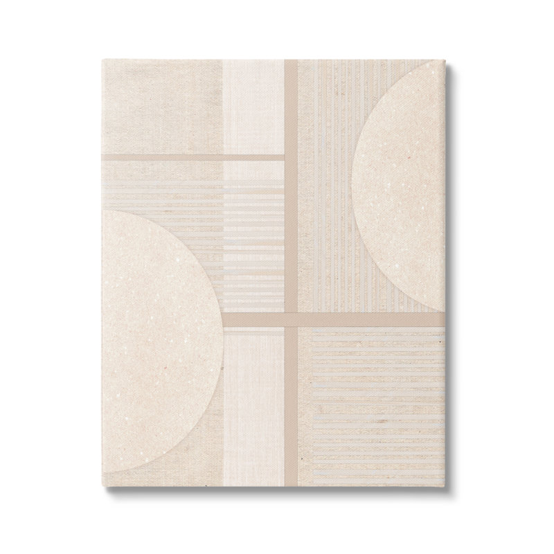 «Beige Circular Geometric» par Susan Jill - reproduction d'art sur toile tendue, H 48 po x l 36 po x P 1,5 po