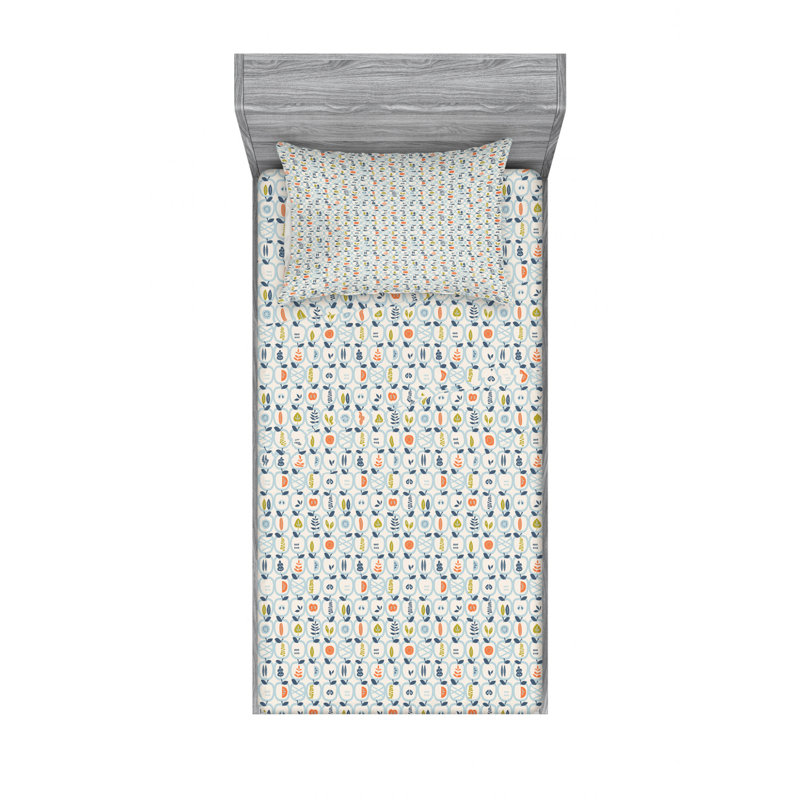 Microfiber Sheet Set, Twin Fitted Sheet with 1 Pillowcase, Scandinavian