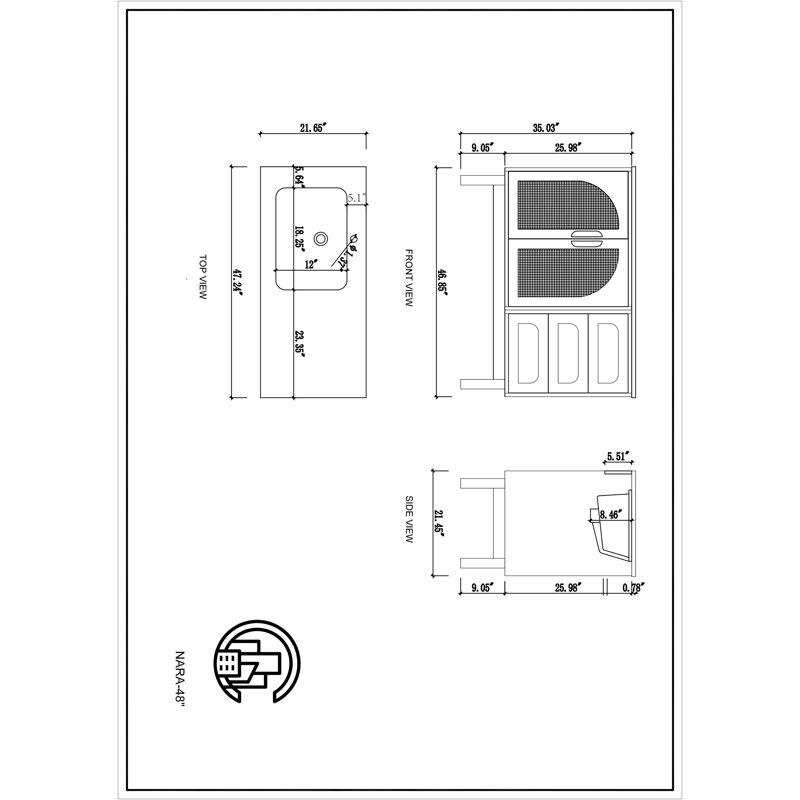 Nara 47" W Single Vanity, Pecan Oak