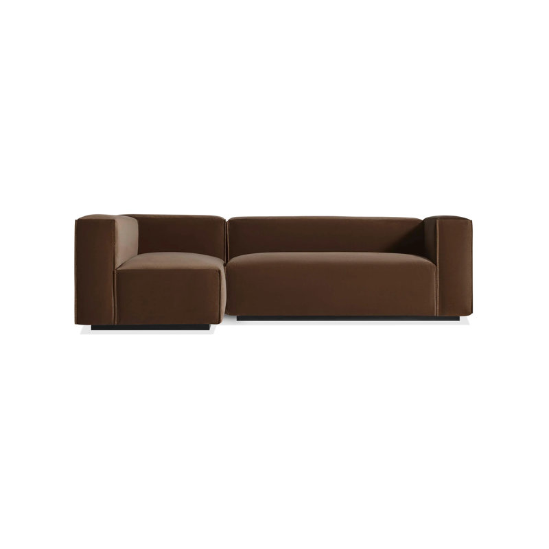 Cleon Modular Sectional, Left Hand Facing, Coffee Velvet Polyester Blend