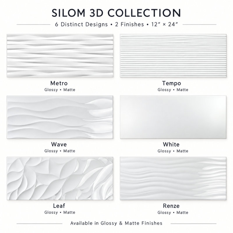 Carreau de mur texturé 3D mat 12 "x 24" Silom