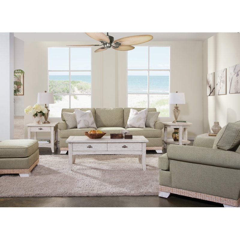 Fairwind 83" Sofa Bed with Reversible Cushions, Gel Memory Foam Mattress, Denim Stripe; 0210-61