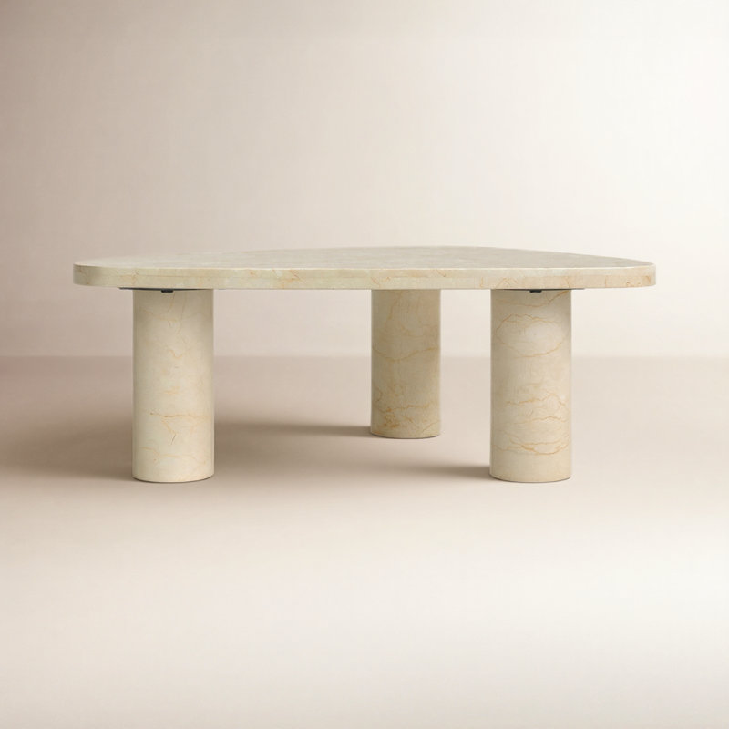 Zion Coffee Table - Small Table - Merlot, 13" H x 36" L x 25.5" W, Cream Marble
