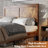 Rustic Wood Platform Bed with Tall Headboard, Farmhouse Bed Frame with Tall Legs and Underbed Storage, No Box Spring Needed, Dark Brown, King-774349568-774349570